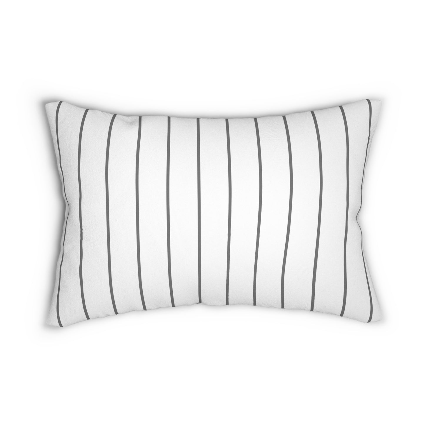 White And Grey Thin Stripe Lumbar Pillow