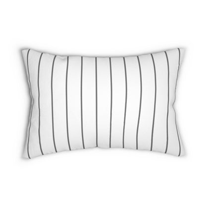 White And Grey Thin Stripe Lumbar Pillow