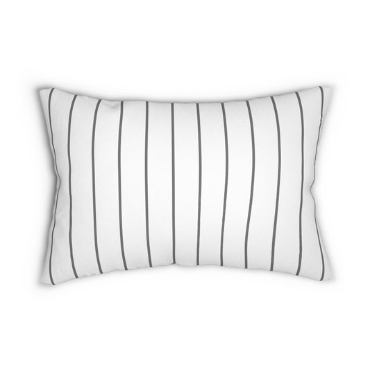 White And Grey Thin Stripe Lumbar Pillow