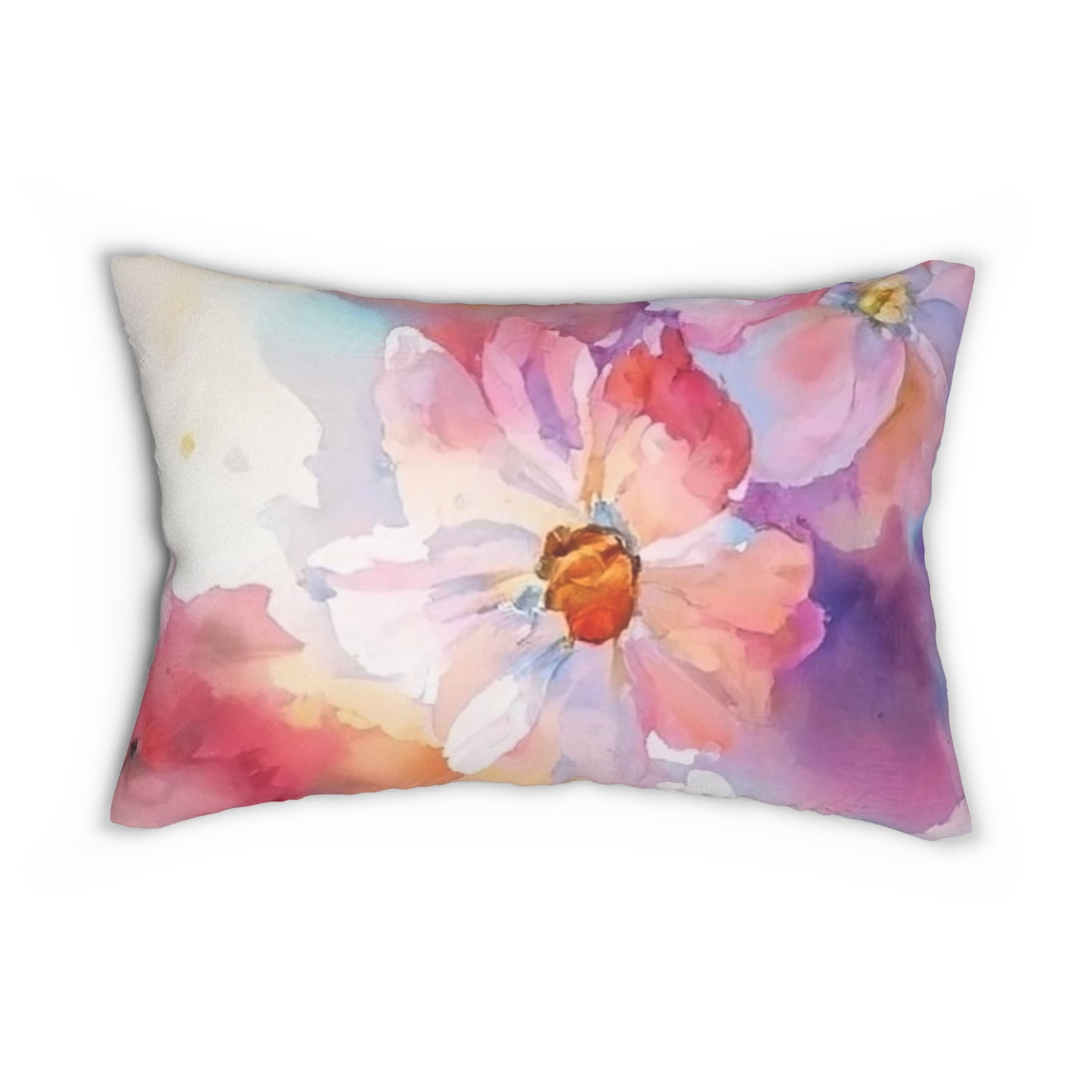 Pastel Watercolor Daisy Lumbar Pillow