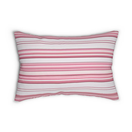 Modern Taupe Grey And Pink Striped Lumbar Pillow