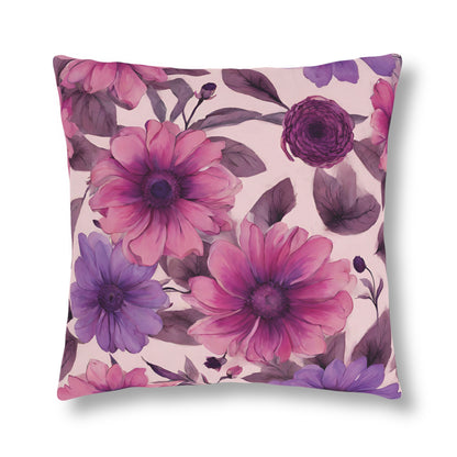Pink & Purple Floral Pillow Indoor/Outdoor Waterproof Pillow