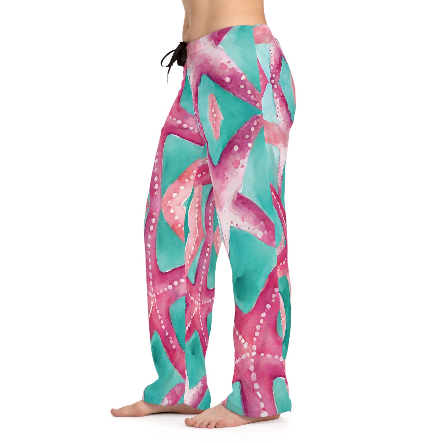 Turquoise And Pink Watercolor Starfish Pajammy Lounge Pants