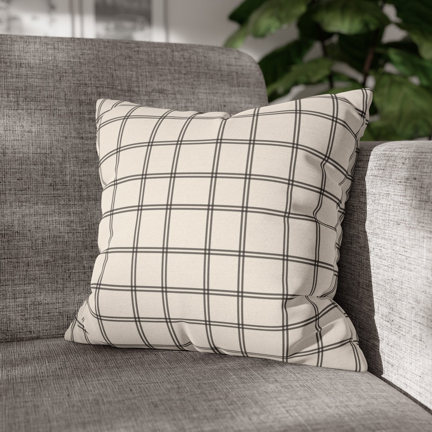 Cream And Black Check Throw Pillow Cover