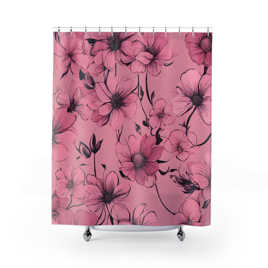 Pink On Pink Floral Shower Curtain