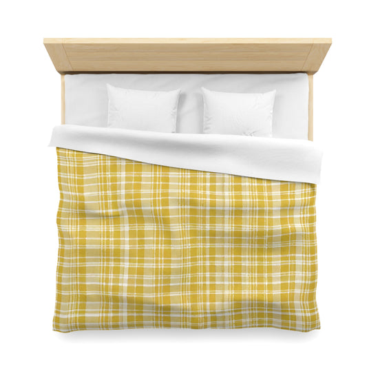 Yellow And White Plaid Duvet Cover