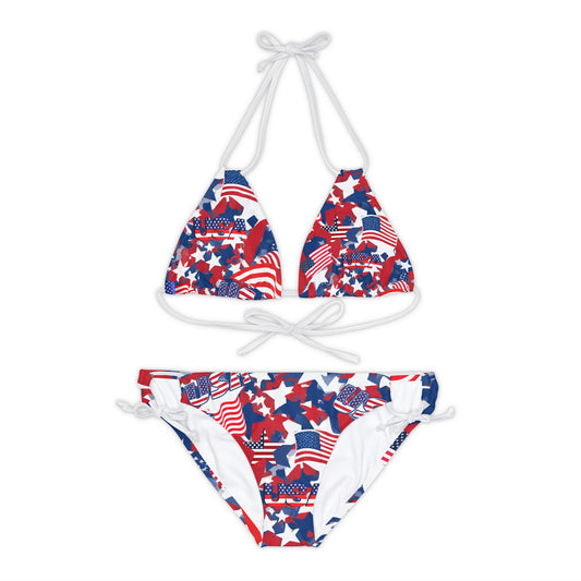 USA Flag And Stars Two Piece Bikini Set