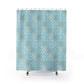 Blue Beige And White Moroccan Tile Shower Curtain