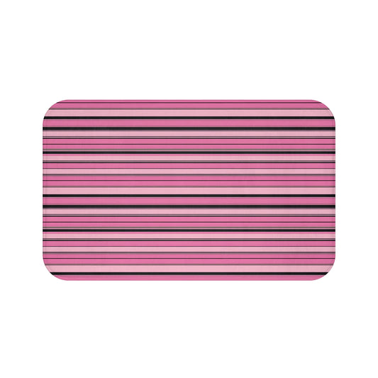 Pink And Black Striped Bath Mat