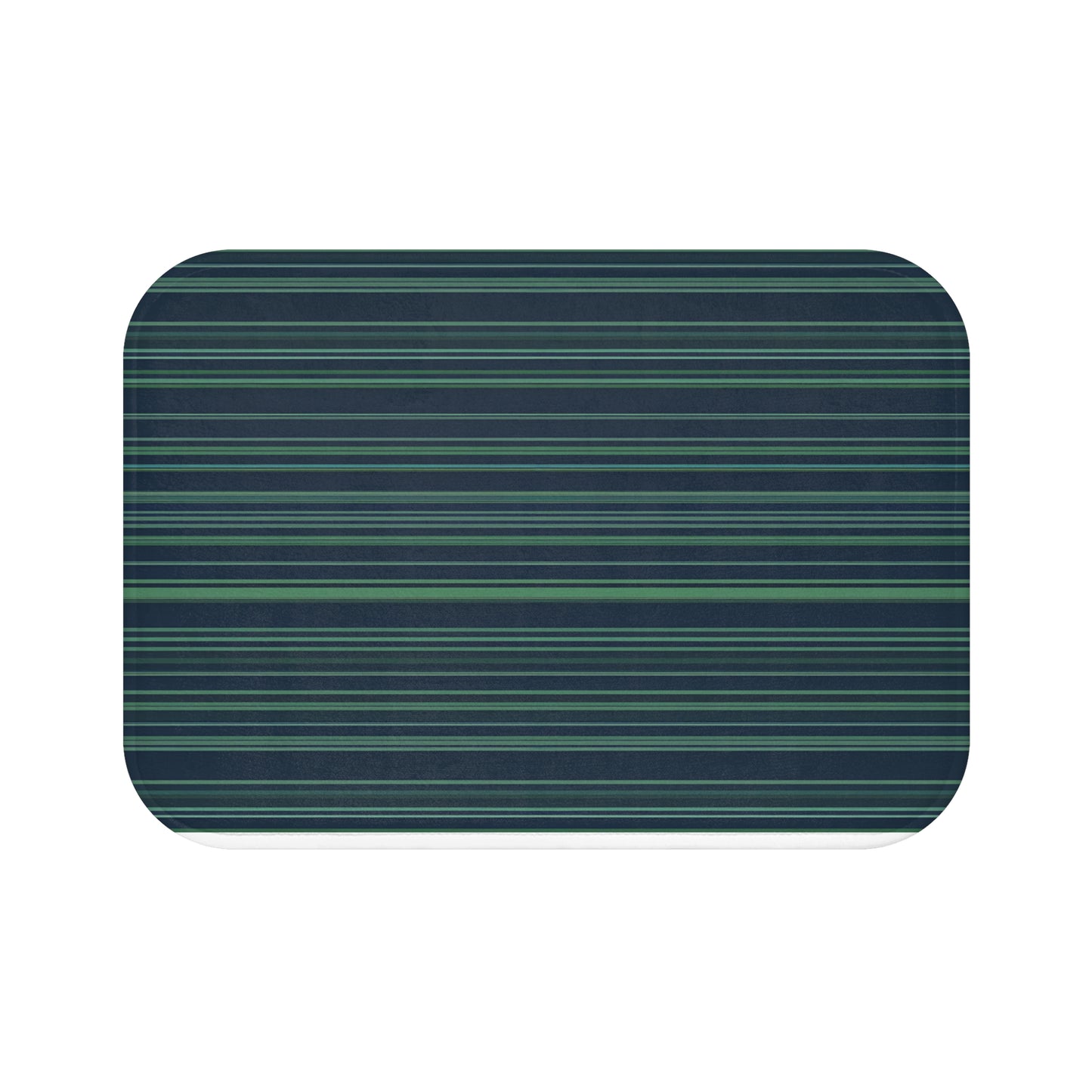 Dark Blue Greeb Striped Bath Mat