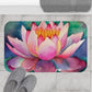 Colorful Watercolor Lotus Flower Bath Mat