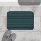 Dark Blue Greeb Striped Bath Mat