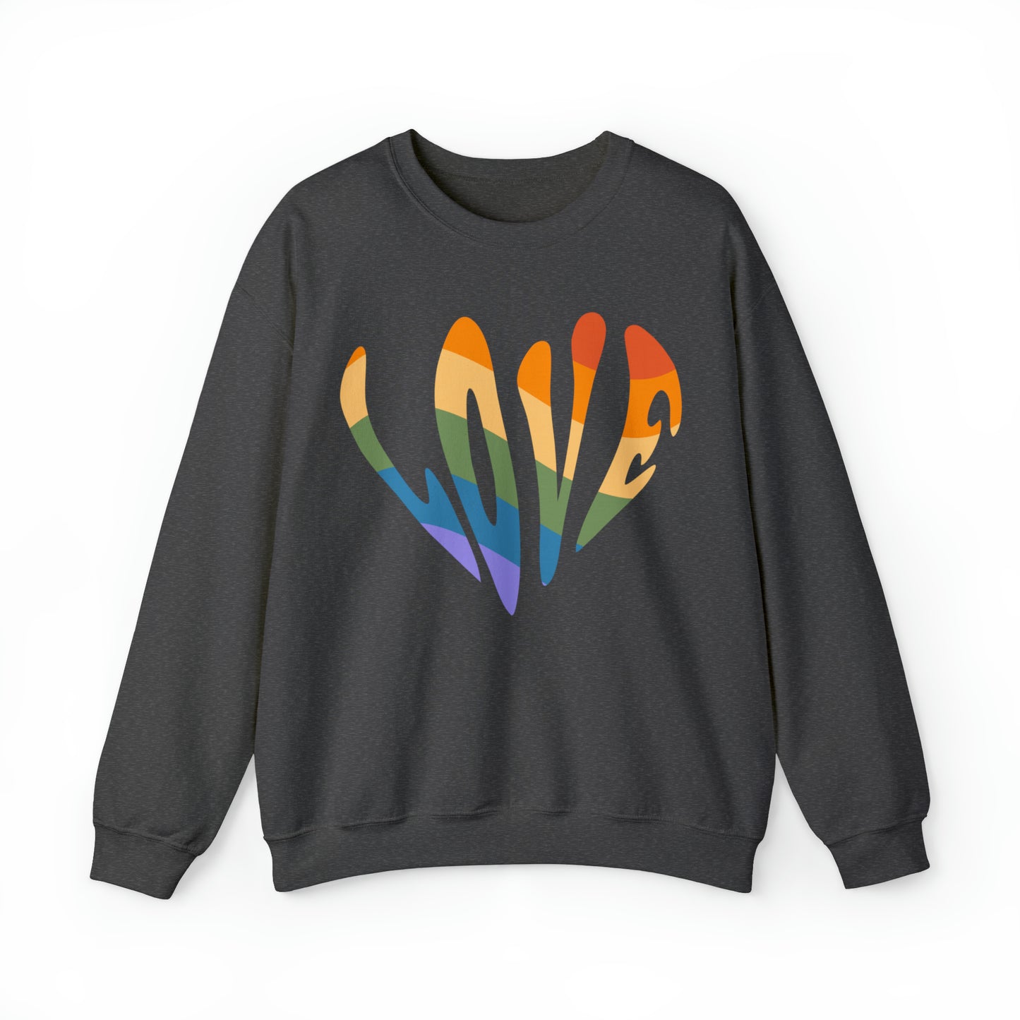 Retro Hippie Style, LOVE, Heavy Blend™ Crewneck Sweatshirt (Available In Other Colors)