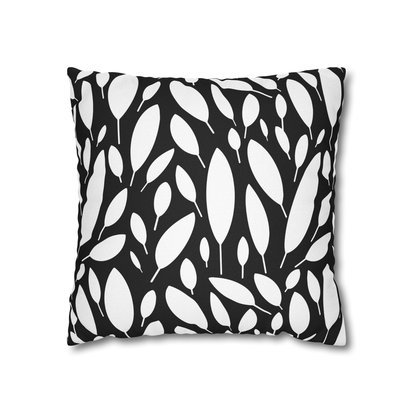 Black And White Modern Leaf Throw Pillow Cover