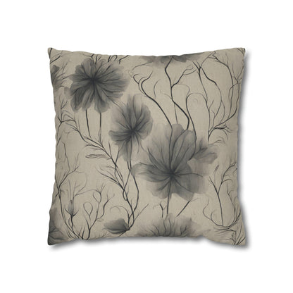 Beige And Black Floral Throw Pillow Cover