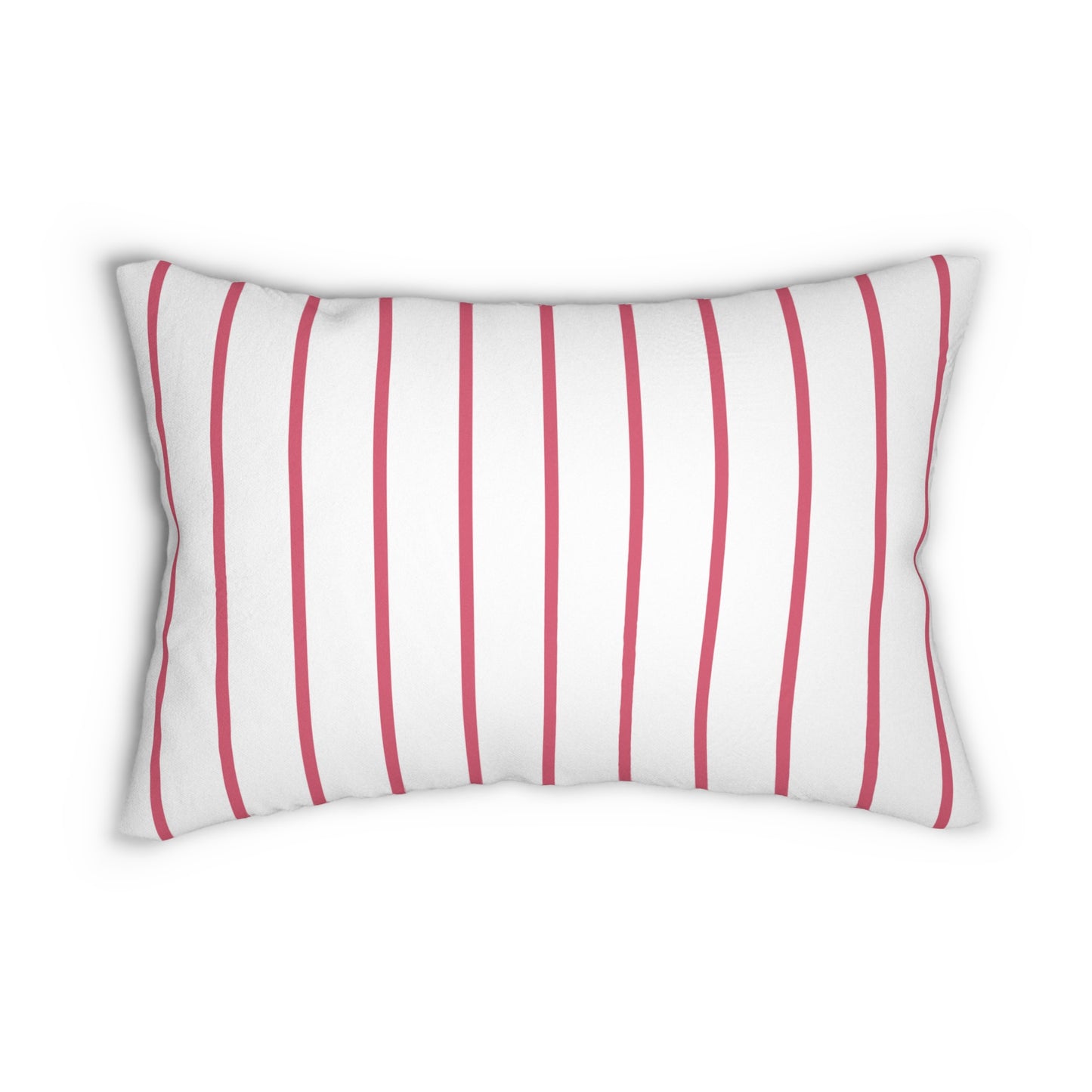 Vertical Pink Stripe In White Lumbar Pillow
