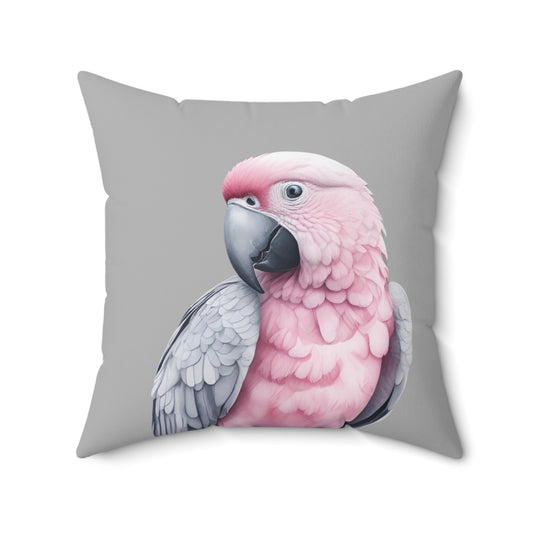 Peek-A-Boo Parrot In Grey Throw Pillow