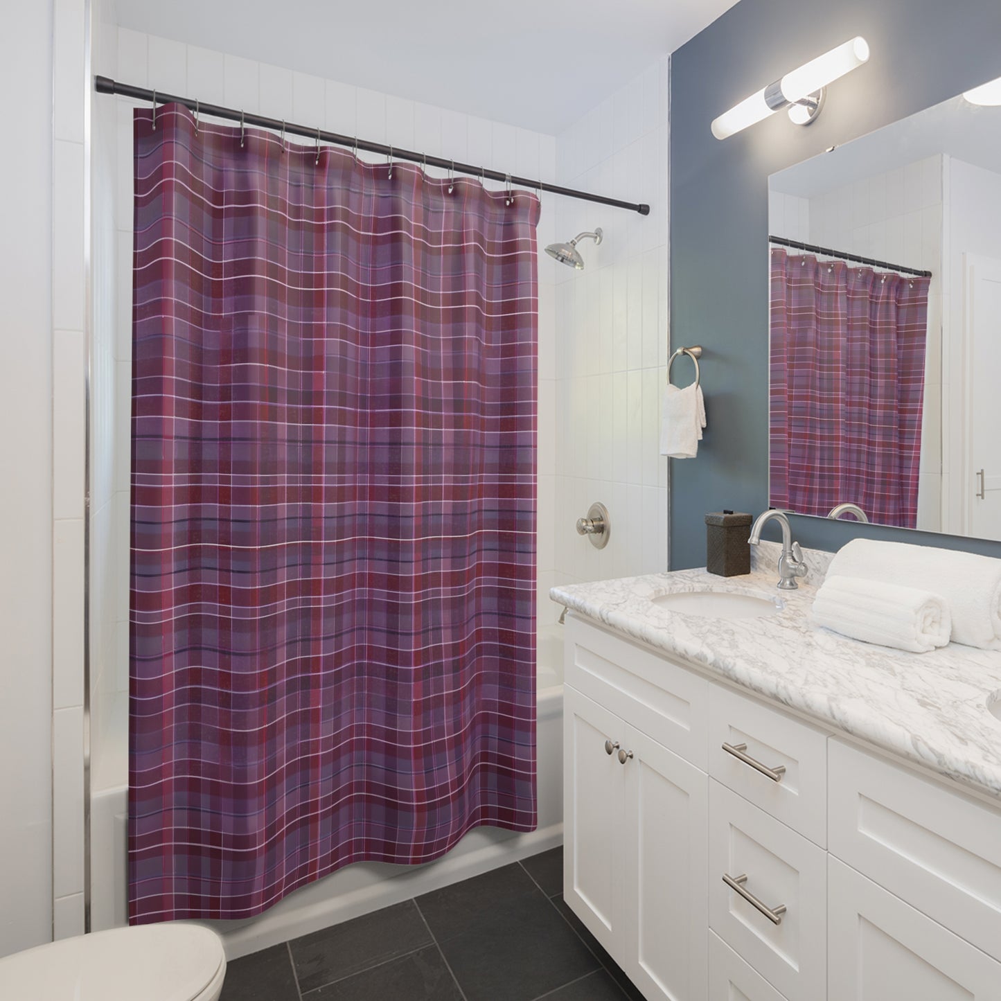 Deep Purple Plaid Shower Curtain