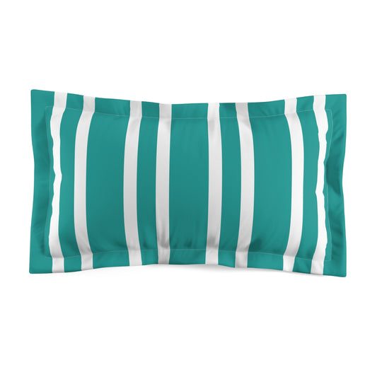 Turquoise And White Broad Stripe Pillow Sham