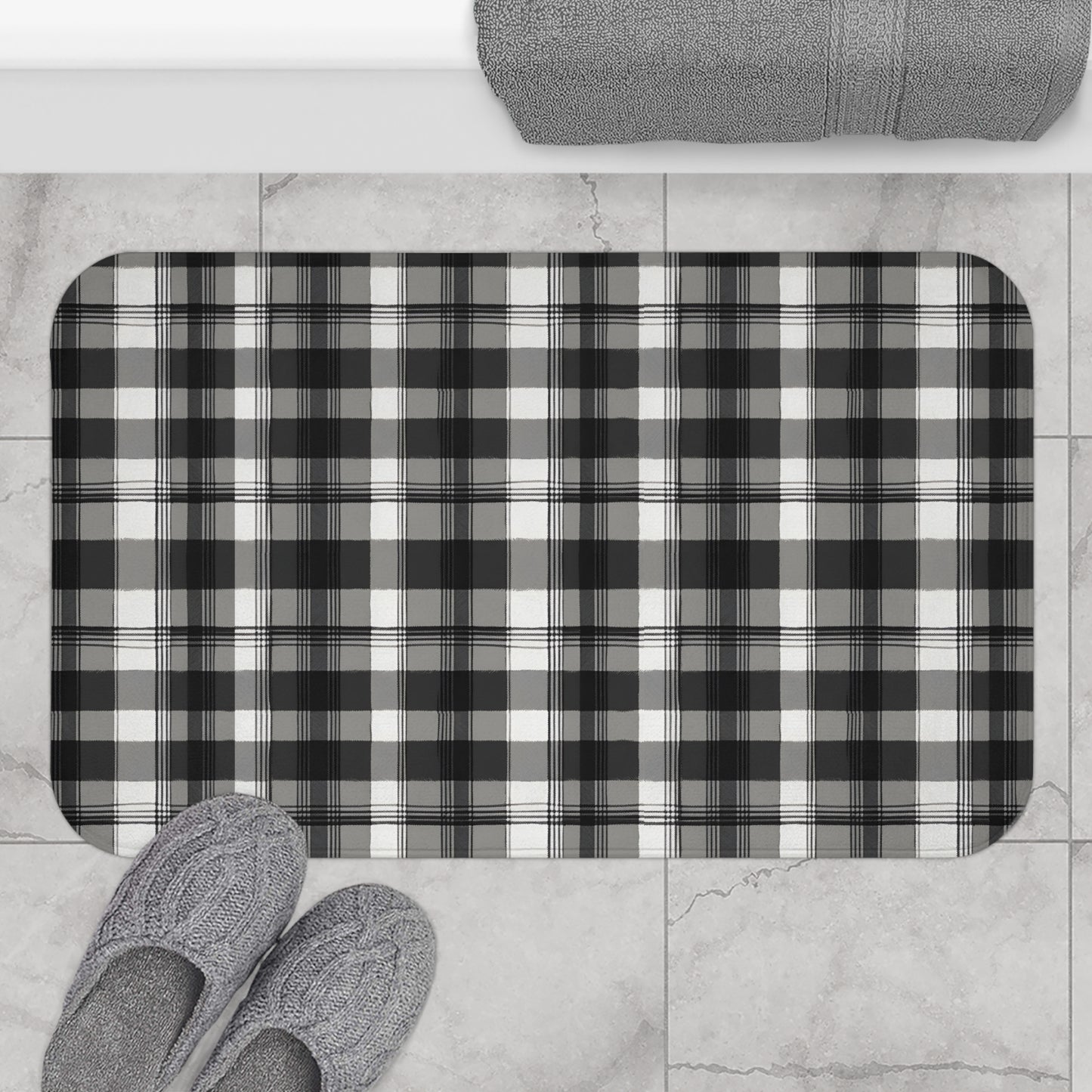 Black White And Grey Bath Mat