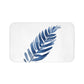 White And Blue Frond Floral Bath Mat