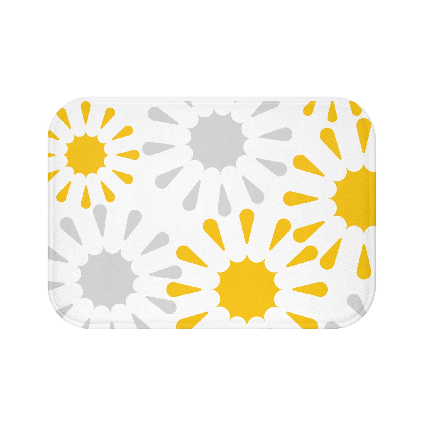 White Grey And Yellow Starburst Bath Mat