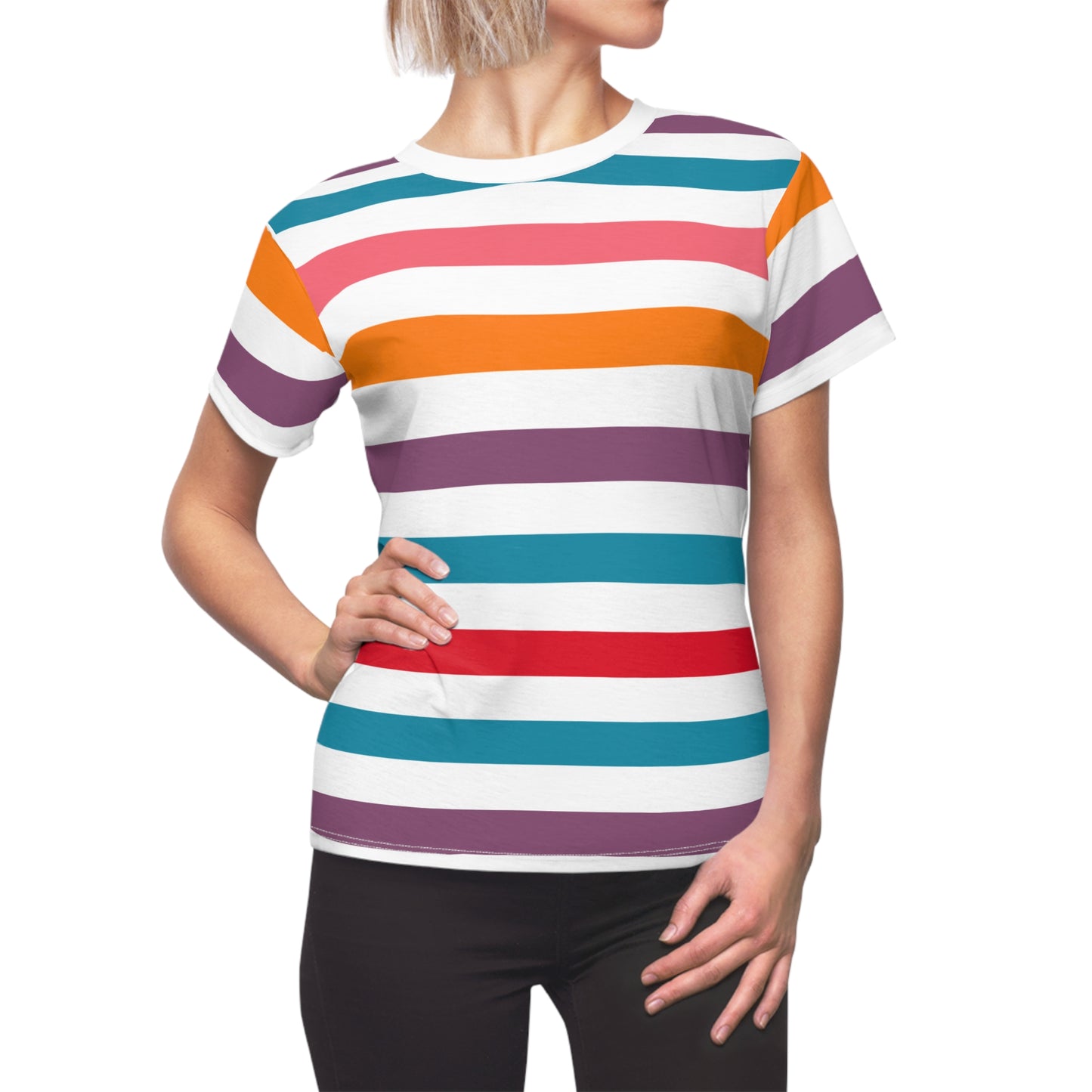 Perfect Tee Colorful Striped Women's Classic Short Sleeve T-Shirt