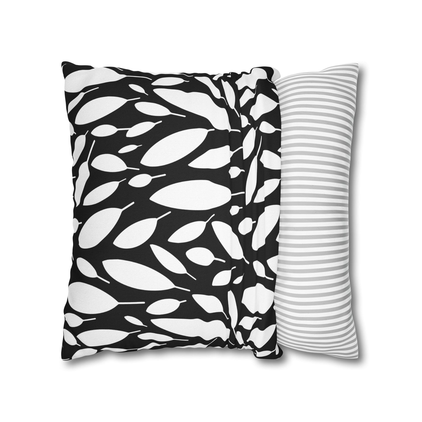 Black And White Modern Leaf Throw Pillow Cover