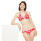 Red And Pink Graphic Floral On White Two-Piece String Bikini Set