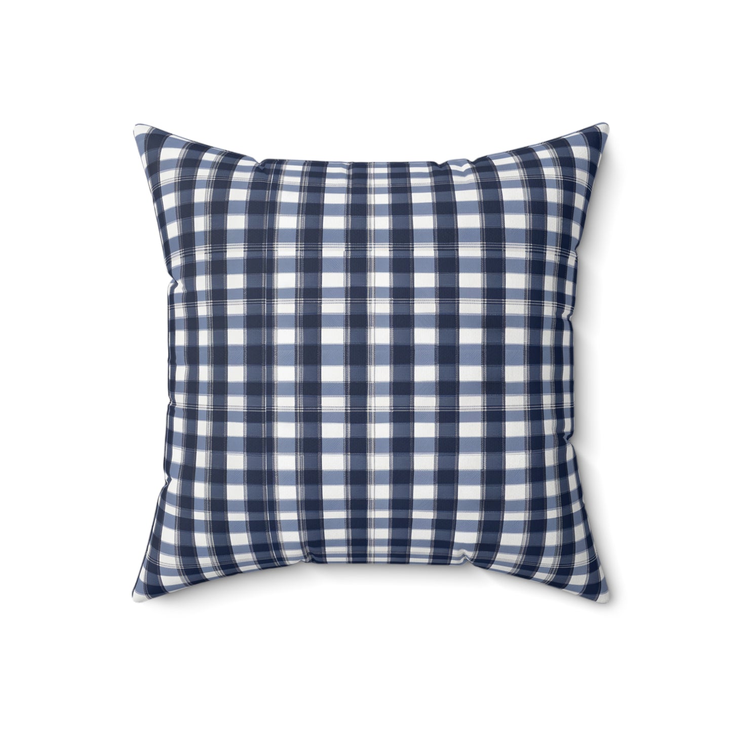 Blue And White Checker Board Plaid Decorative Throw Pillow