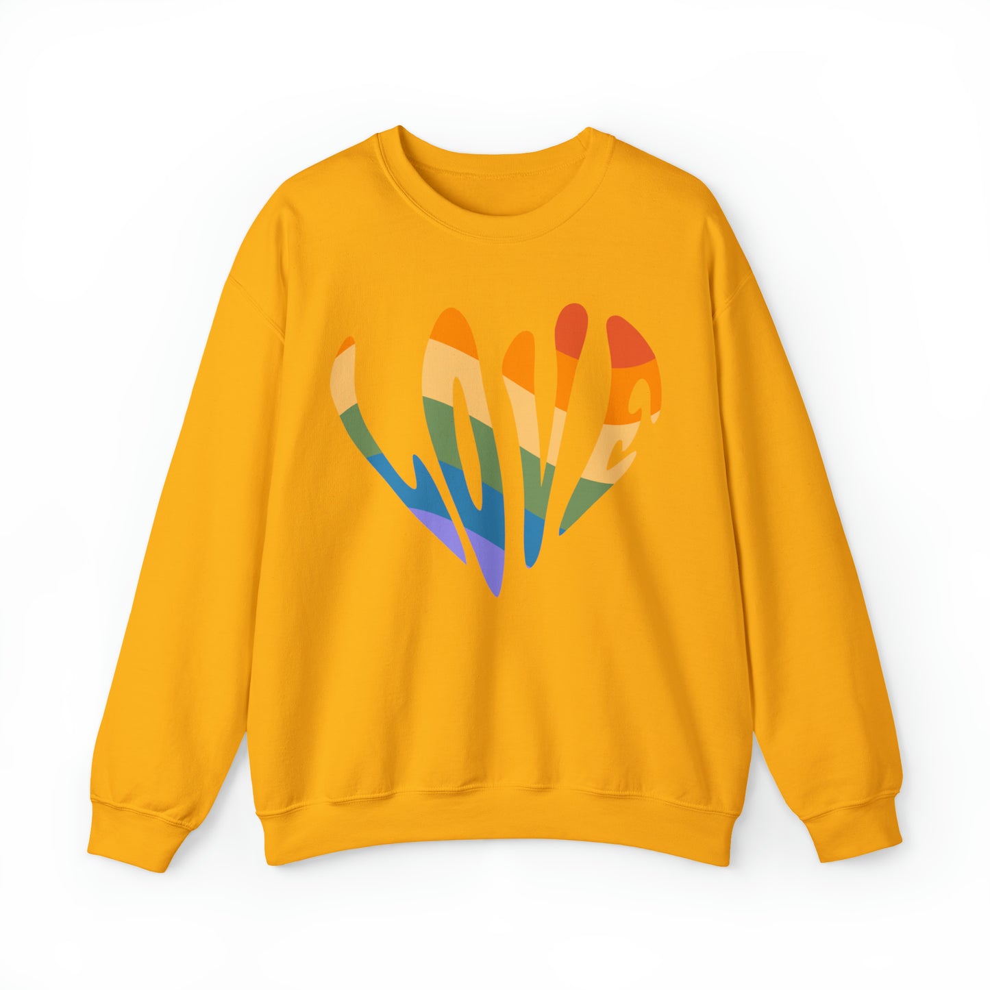 Retro Hippie Style, LOVE, Heavy Blend™ Crewneck Sweatshirt (Available In Other Colors)