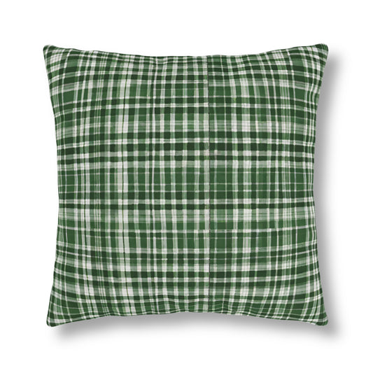 Green & White Plaid, Indoor/Outdoor Waterproof Pillow