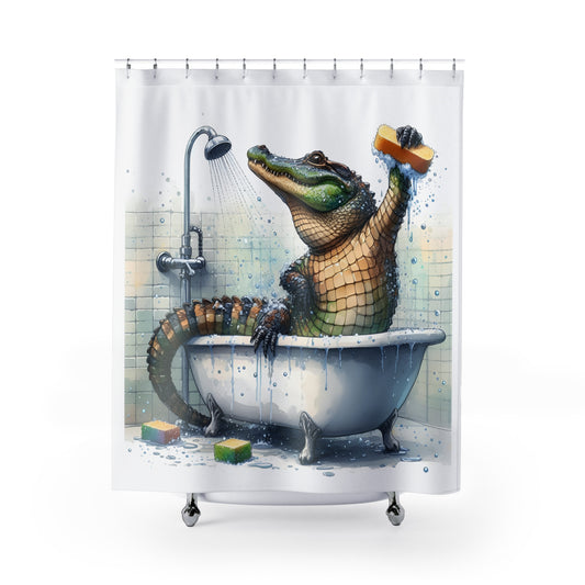 Alligator Bath Time Shower Curtain