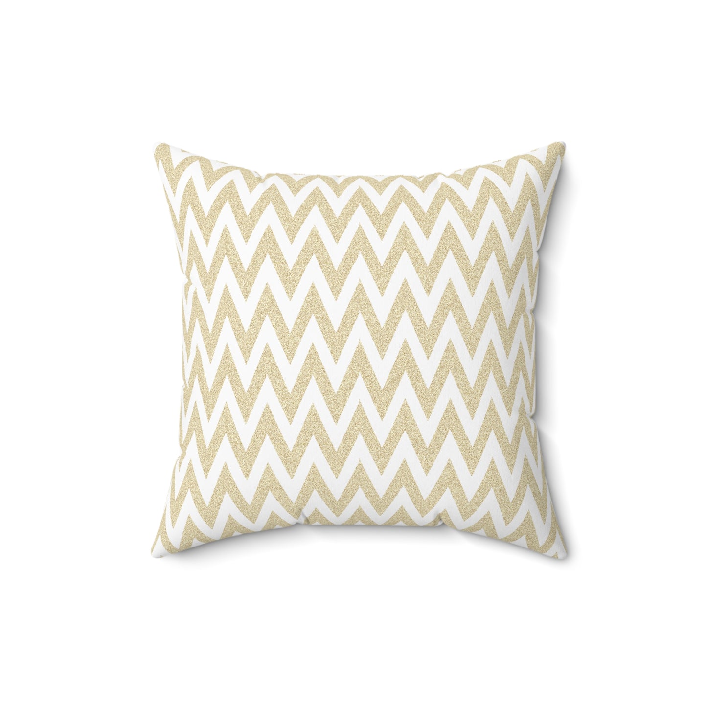 Gold And White Zig-Zag Chevron Decorative Throw Pillow