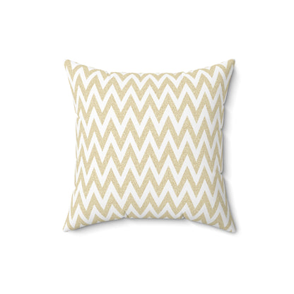 Gold And White Zig-Zag Chevron Decorative Throw Pillow