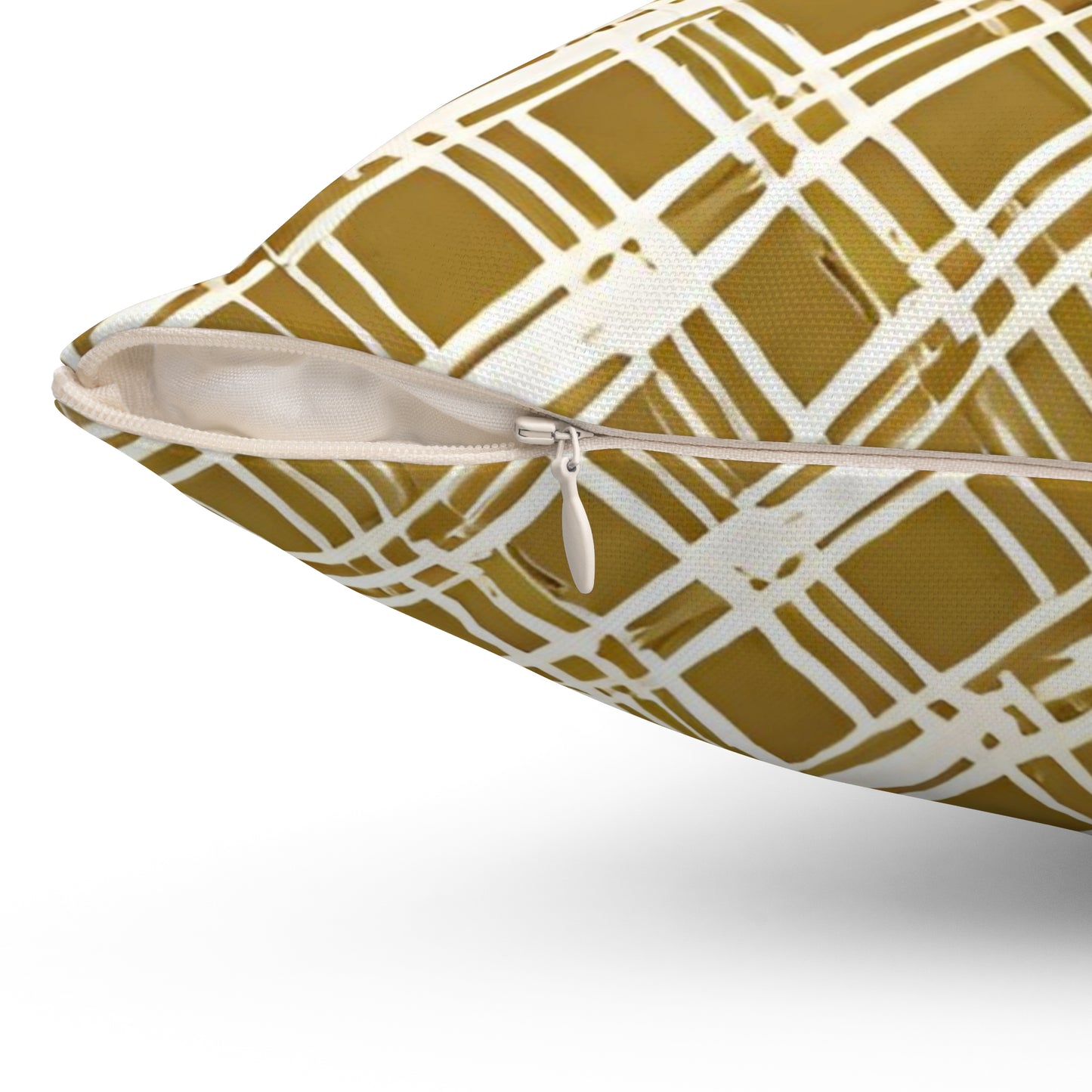 Graphic Basket Weave Gold And Cream Decorative Throw Pillow