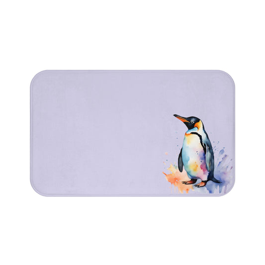 Watercolor Penguin Amethyst Bath Mat