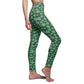 Christmas  Vibes, Green Checkerboard, Snowflake, Women's Full-Length Leggings