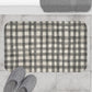 Grey And Cream Loose Checker Plaid Floral Bath Mat