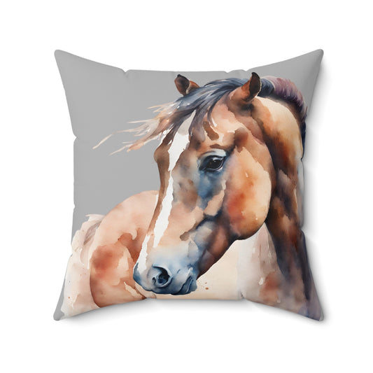 Earth Tone Watercolor Horse Decorative Throw Pillow