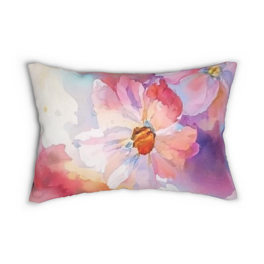 Pastel Watercolor Daisy Lumbar Pillow