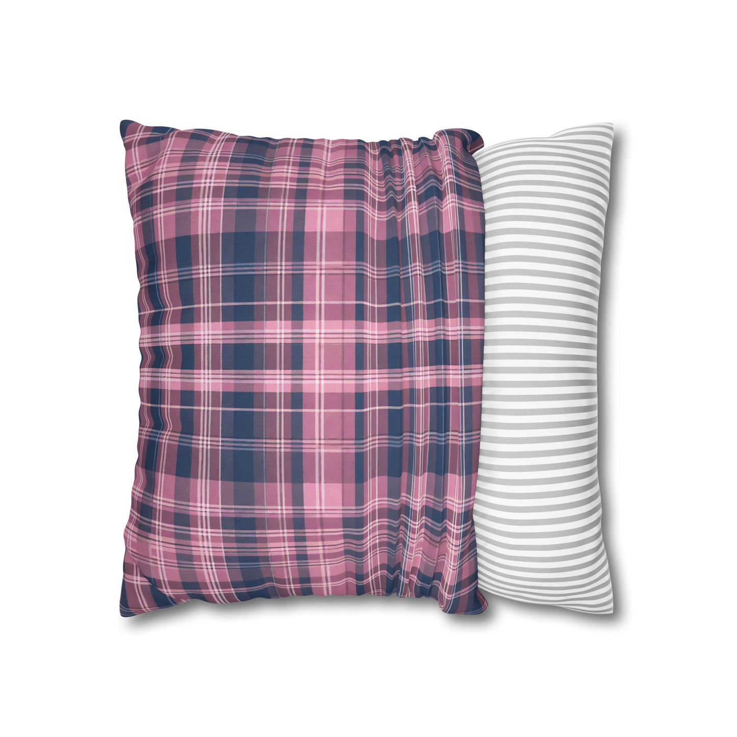Blue And Pink Plaid Throw Pillow Cover