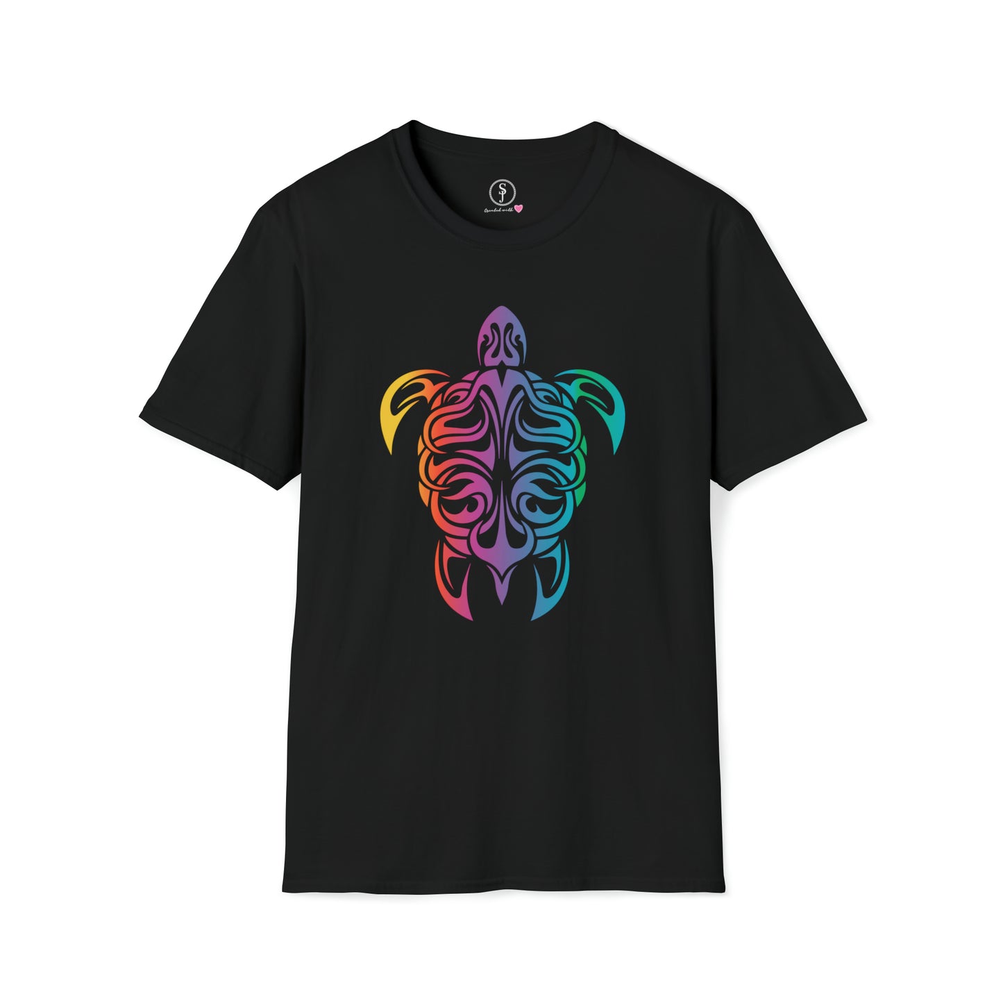 Tribal Rainbow Sea Turtle Short Sleeve T-Shirt (Available In Other Colors)