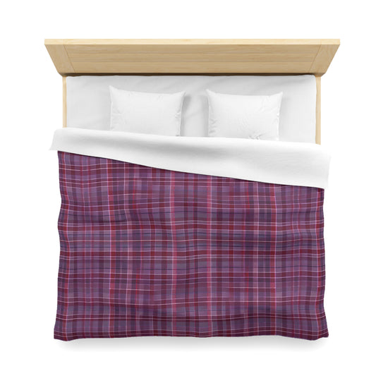 Deep Purple And Red Plaid Duvet Cover