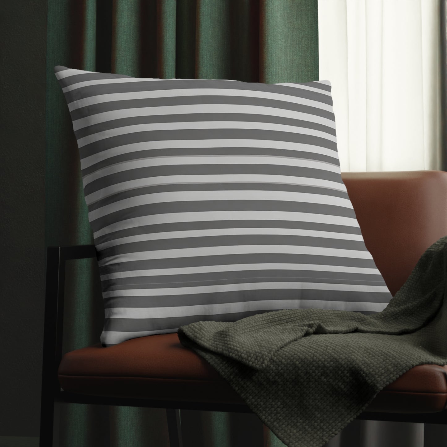 Grey Striped, Indoor/Outdoor Waterproof Pillow