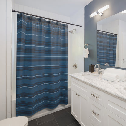 Ocean Blues Striped Shower Curtain