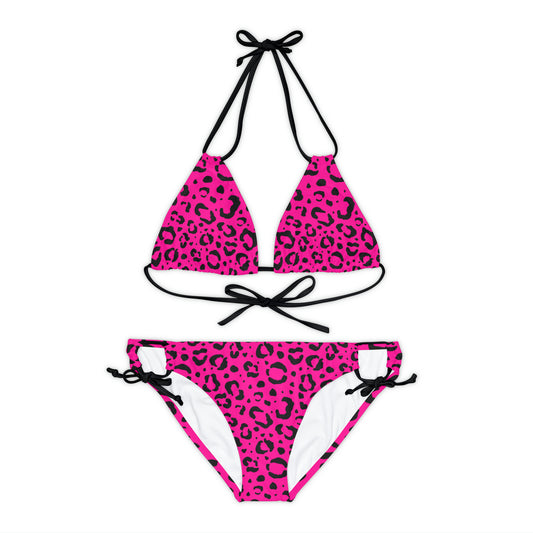 Hot Pink Leopard Two Piece Bikini Set