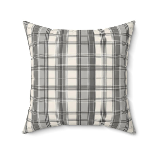 Grey Plaid Decorative Throw Pillow