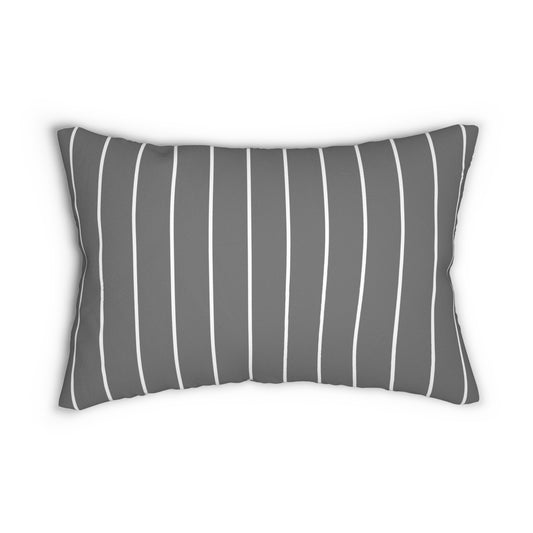 Grey And White Thin Stripe Lumbar Pillow