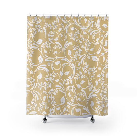 Gold And Cream Ornate Vine Shower Curtain